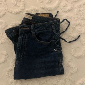Zara dark wash skinny jeans with side stitch detail